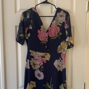 Wedding guest dress - navy with flowers